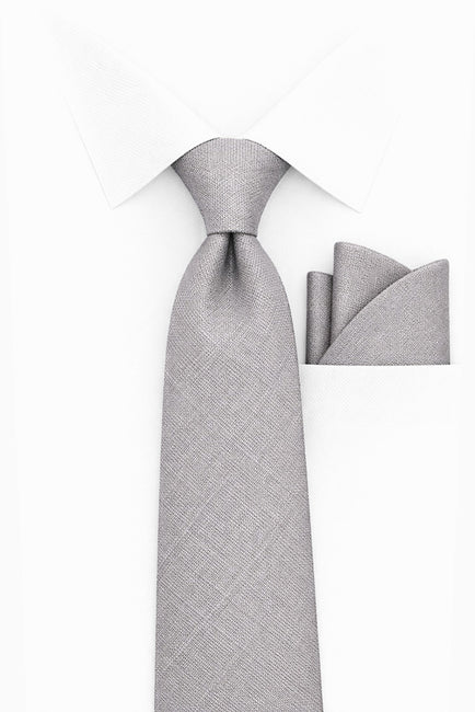 GREY 2 PC TIE & HANKIE SET