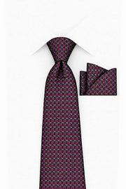 PURPLE DOT 2 PC TIE & HANKIE SET