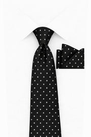 BLACK DOT 2 PC TIE & HANKIE SET