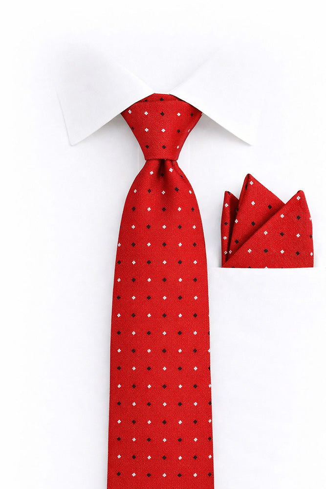 RED DOT 2 PC TIE & HANKIE SET
