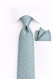 LIGHT BLUE PAISLEY 2 PC TIE & HANKIE SET