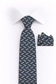 NAVY PAISLEY 2 PC TIE & HANKIE SET