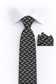 BLACK PAISLEY 2 PC TIE & HANKIE SET