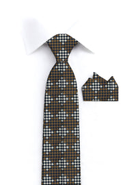 COPPER CHECKERED 2 PC TIE & HANKIE SET
