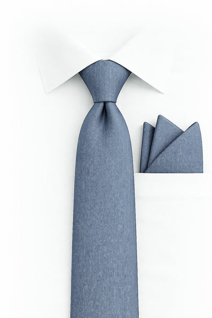 BLUE GRAY 2 PC TIE & HANKIE SET