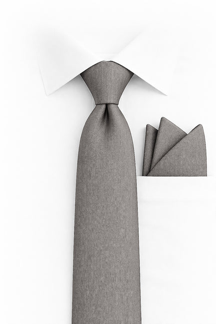 GRAY 2 PC TIE & HANKIE SET