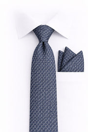 NAVY GEO  2 PC TIE & HANKIE SET