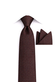 BURGUNDY GEO  2 PC TIE & HANKIE SET