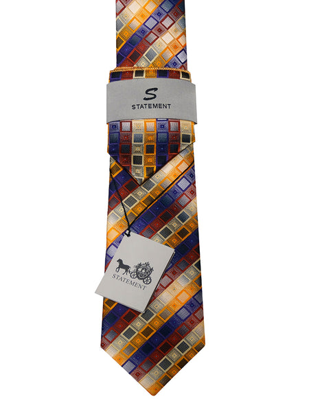 PURPLE & GOLD CHECKERED 2 PC TIE & HANKIE SET