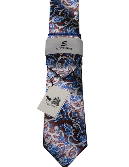 BLUE PAISLEY 2 PC TIE & HANKIE SET