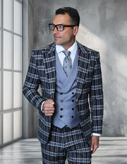TERRY 3 PC BLACK PLAID MODERN FIT SUIT
