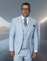 TERRY 3 PC BLUE PLAID MODERN FIT SUIT