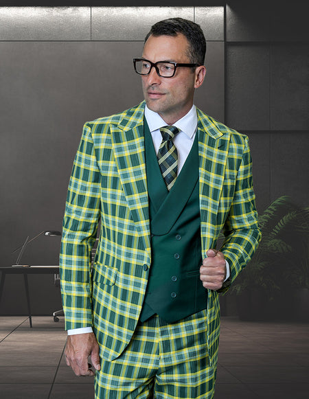 TERRY 3 PC HUNTER PLAID MODERN FIT SUIT