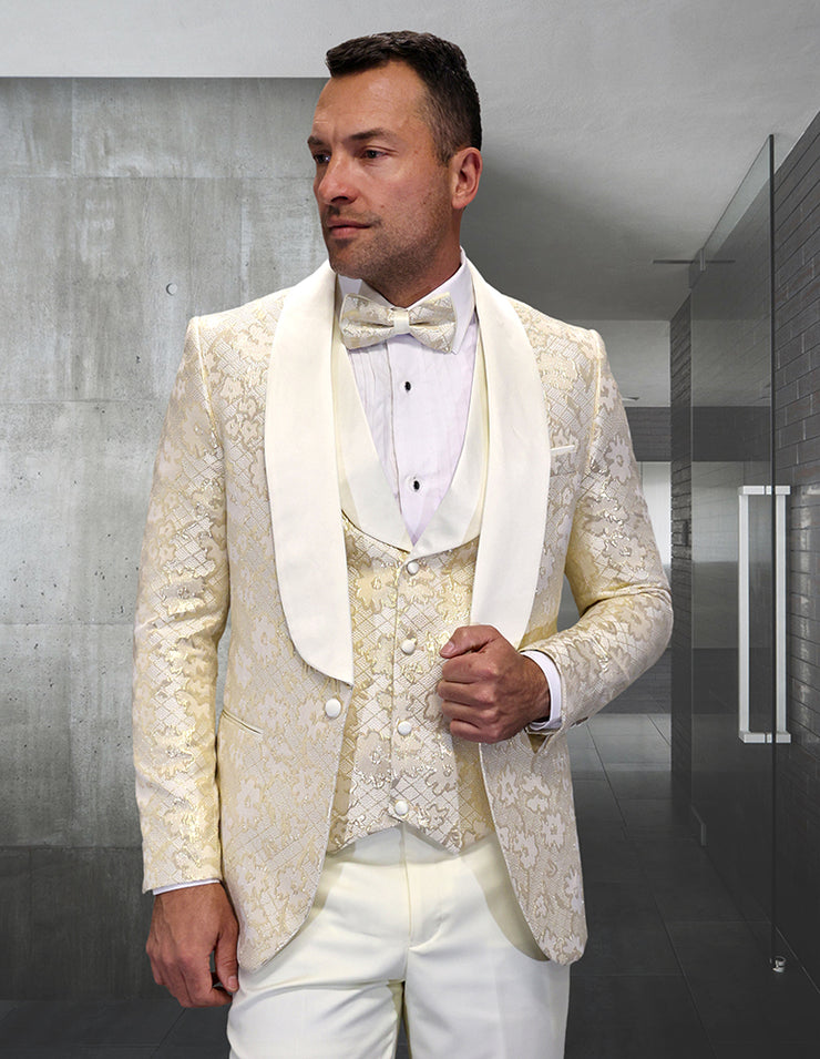 TIZANO 3 PC OFF WHITE MODERN FIT TUXEDO