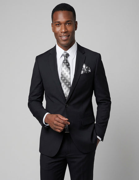 TRISTAN 2 PC BLACK MODERN FIT SUIT