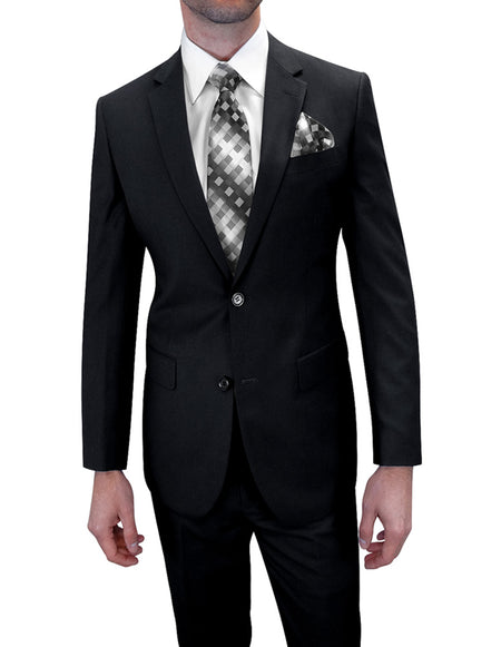TRISTAN 2 PC BLACK MODERN FIT SUIT