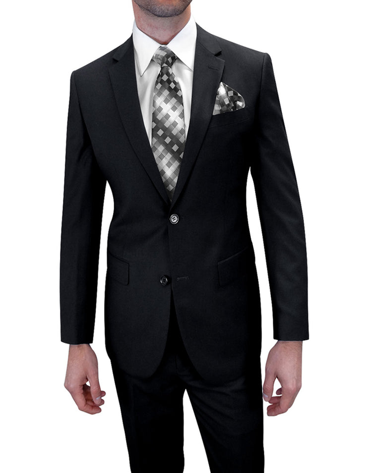 TRISTAN 2 PC BLACK MODERN FIT SUIT