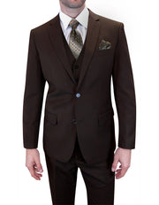 BROWN 3 PC MODERN FIT SUIT