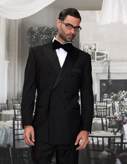 RENOIR 2 PC BLACK DOUBLE BREASTED REGULAR FIT TUXEDO
