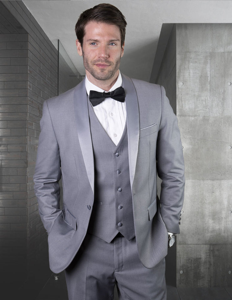 RENOIR 3 PC GREY/GREY MODERN FIT TUXEDO