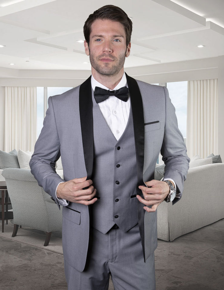 RENOIR 3 PC GREY MODERN FIT TUXEDO