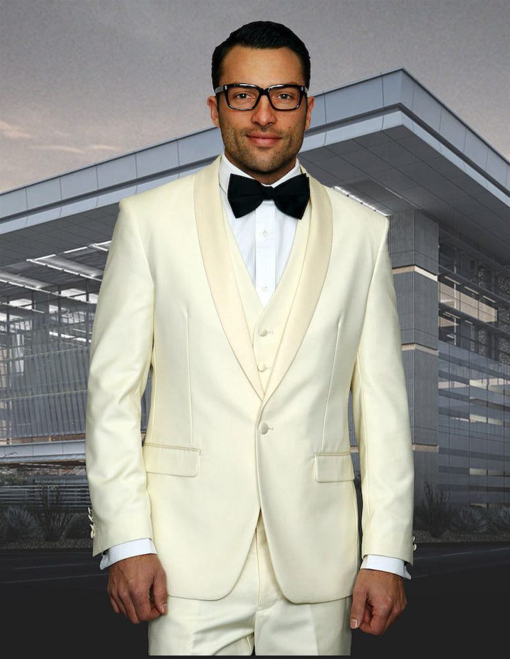 RENOIR 3 PC OFF WHITE MODERN FIT TUXEDO