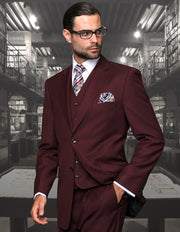 TAZMAN 3 PC BURGUNDY REGULAR FIT SUIT