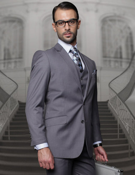 TAZMAN 3 PC CHARCOAL REGULAR FIT SUIT