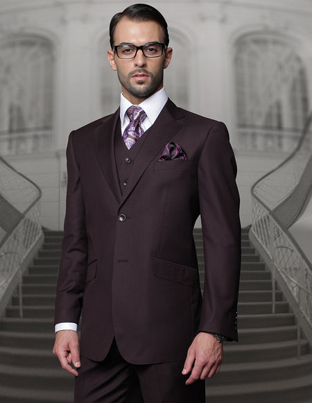 TAZMAN 3 PC EGGPLANT REGULAR FIT SUIT