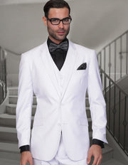 TAZMAN 3 PC WHITE REGULAR FIT SUIT