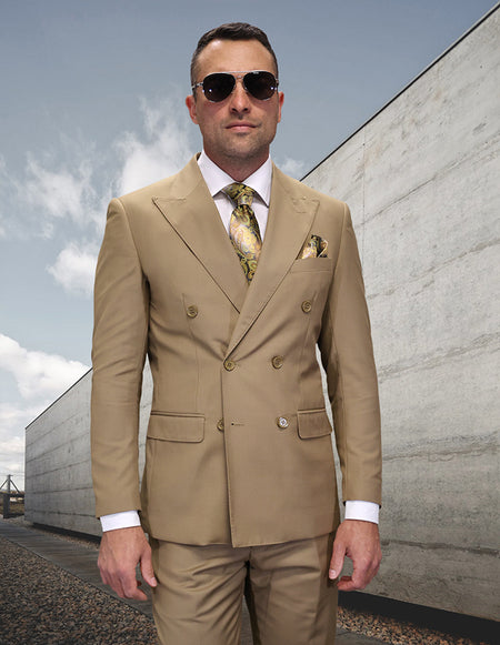 BOWEN CARAMEL REGULAR FIT DOUBLE BREASTED SUIT