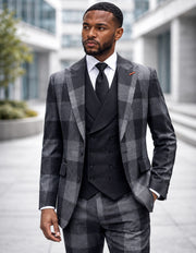 VENUS BLACK 3 PC MODERN FIT SUIT