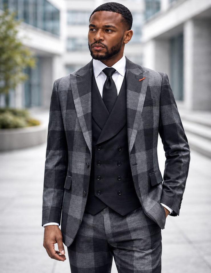 VENUS BLACK 3 PC MODERN FIT SUIT