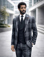 VENUS BLACK 3 PC MODERN FIT SUIT