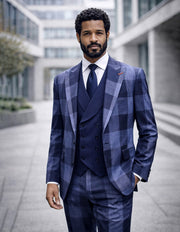 VENUS NAVY 3 PC MODERN FIT SUIT