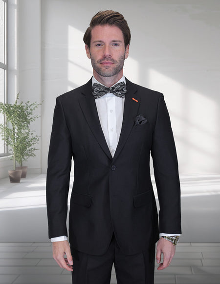 VERNAZA 3 PC BLACK MODERN FIT SUIT