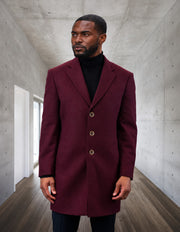 BURGUNDY MODERN FIT JACKET OVER COAT