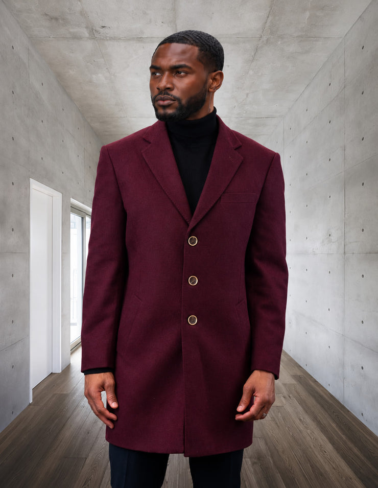 BURGUNDY MODERN FIT JACKET OVER COAT