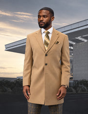 CAMEL MODERN FIT WOOL OVERCOAT