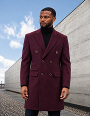 BURGUNDY DOUBLE BREASTED OVER COAT