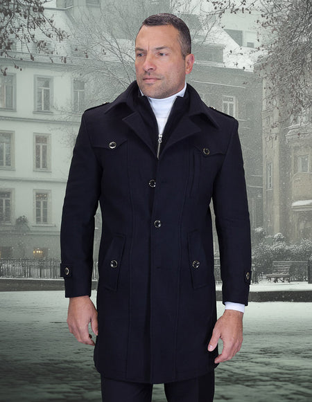 BLACK MODERN FIT WOOL JACKET