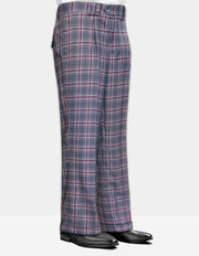CHARCOAL PLAID WIDE LEG DRESS PANTS