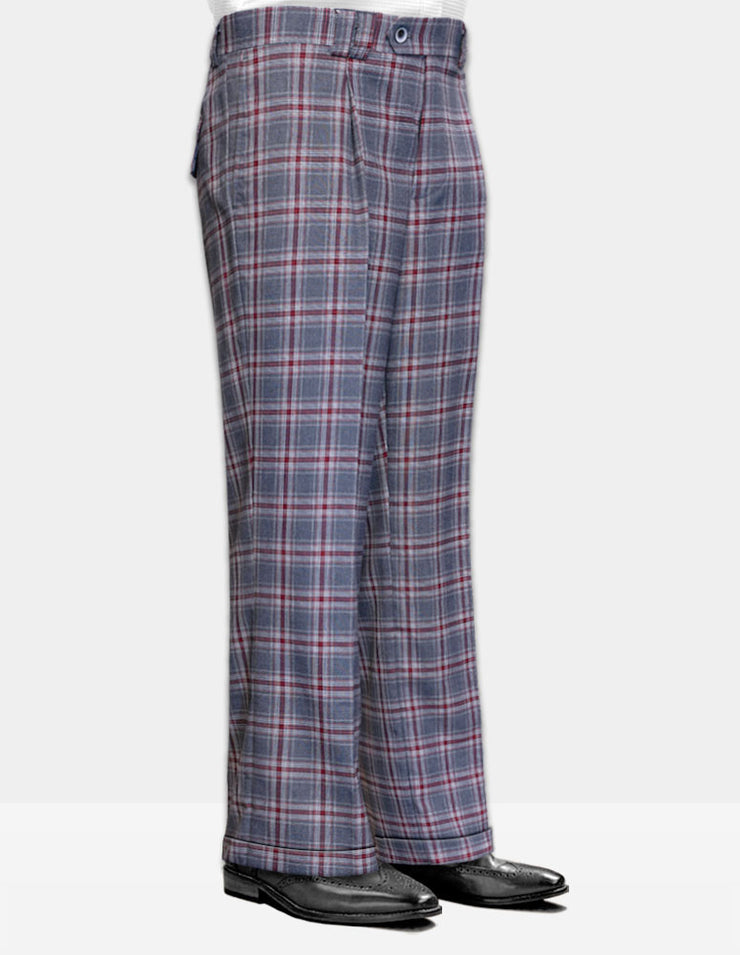 CHARCOAL PLAID WIDE LEG DRESS PANTS