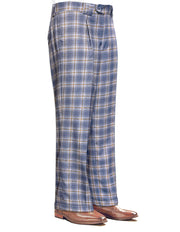GREY PLAID WIDE LEG DRESS PANTS