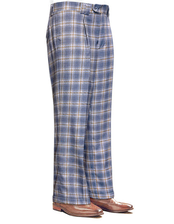 GREY PLAID WIDE LEG DRESS PANTS