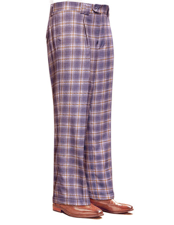 LAVENDER PLAID WIDE LEG DRESS PANTS