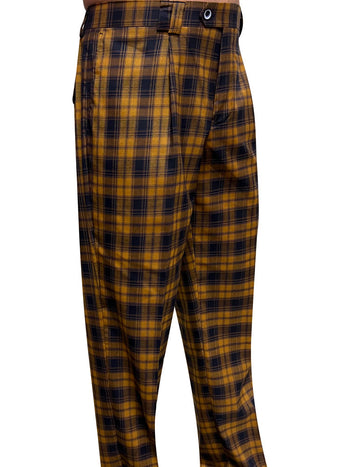 COPPER PLAID WIDE LEG DRESS PANTS