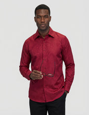 FANCY REGULAR FIT BURGUNDY DRESS SHIRT