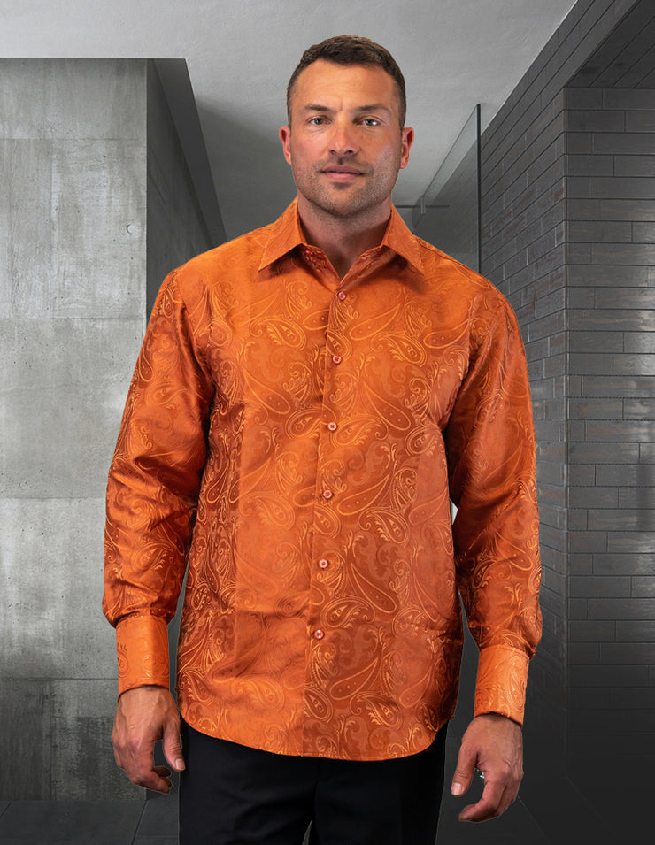 FANCY REGULAR FIT COPPER DRESS SHIRT