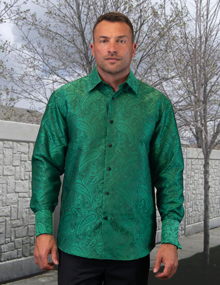 FANCY REGULAR FIT FOREST GREEN DRESS SHIRT